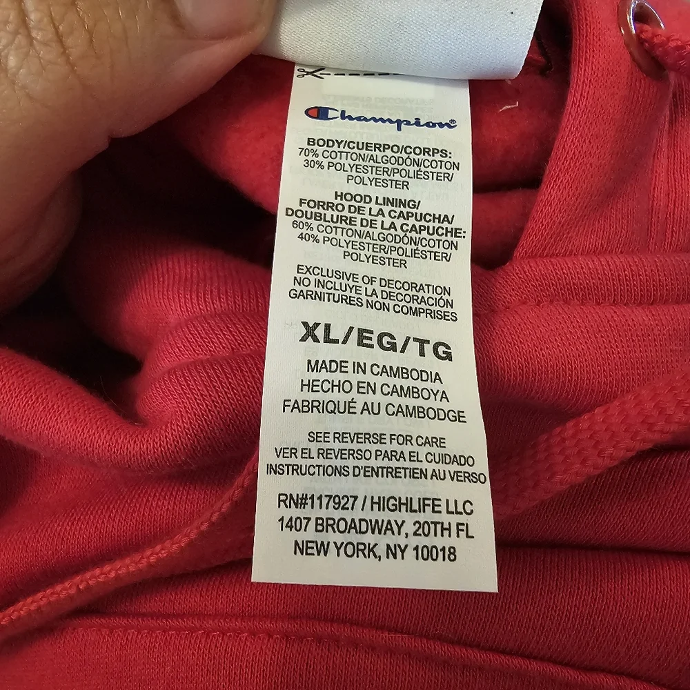 Red Champion Women's C Banner Standard Pullover Hoodie - Picture 11 of 12